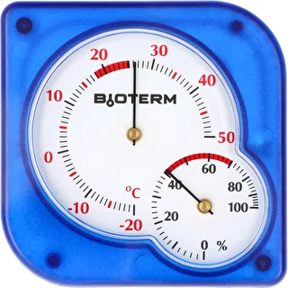 Termómetro interior bimetálico con higrómetro (-20/50C) azul