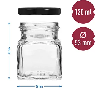 Tarro TO 120ml Cuatro esquinas fi53 tapa negra -6uds – photo 6