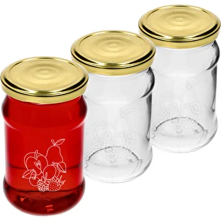 Tarro TO 300ml con tapa impresión frutas fi66 - 3uds.
