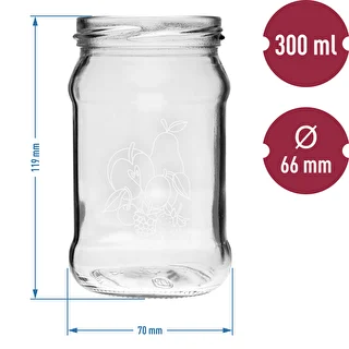 Tarro TO 300ml con tapa impresión frutas fi66 - 3uds. – photo 6