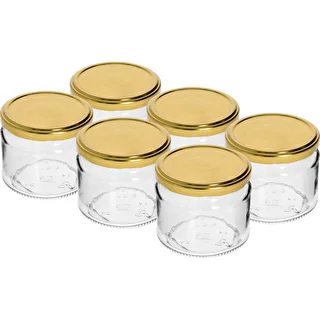 Tarro bajo 330ml fi82/6 con tapa dorada 6uds – photo 1