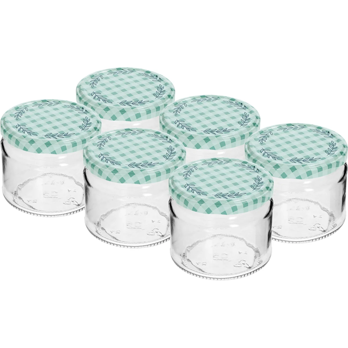 Tarro bajo 330ml fi82/6 con tapa col. 6uds