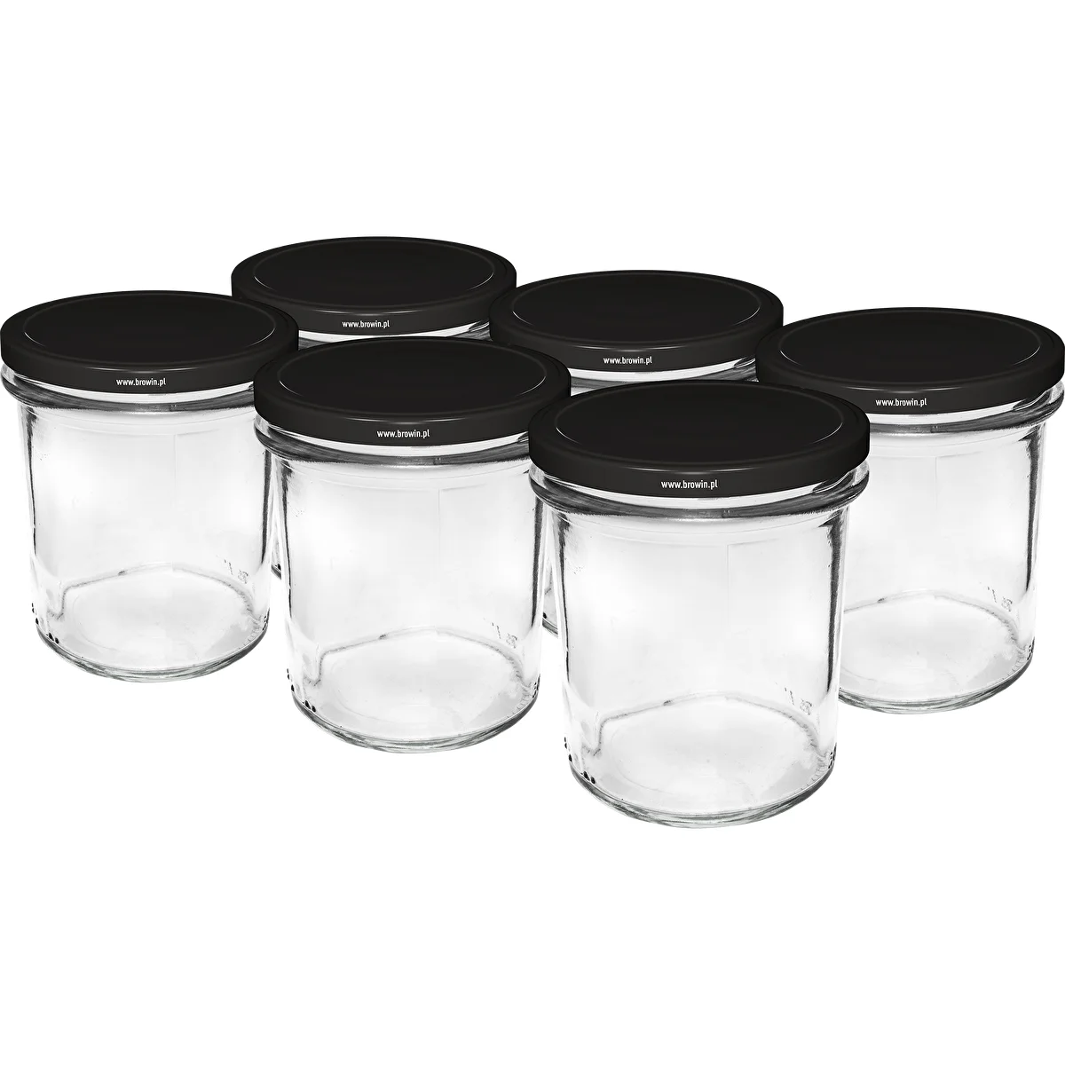 Frasco simple 350ml con tapa negra fi82 - 6uds.