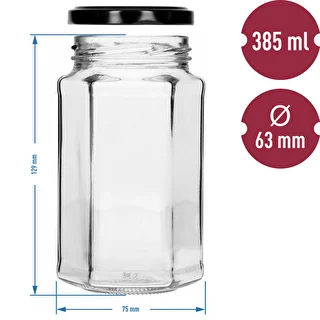 Tarro de 385ml con tapa negra fi63/4 - 6 unidades. – photo 7