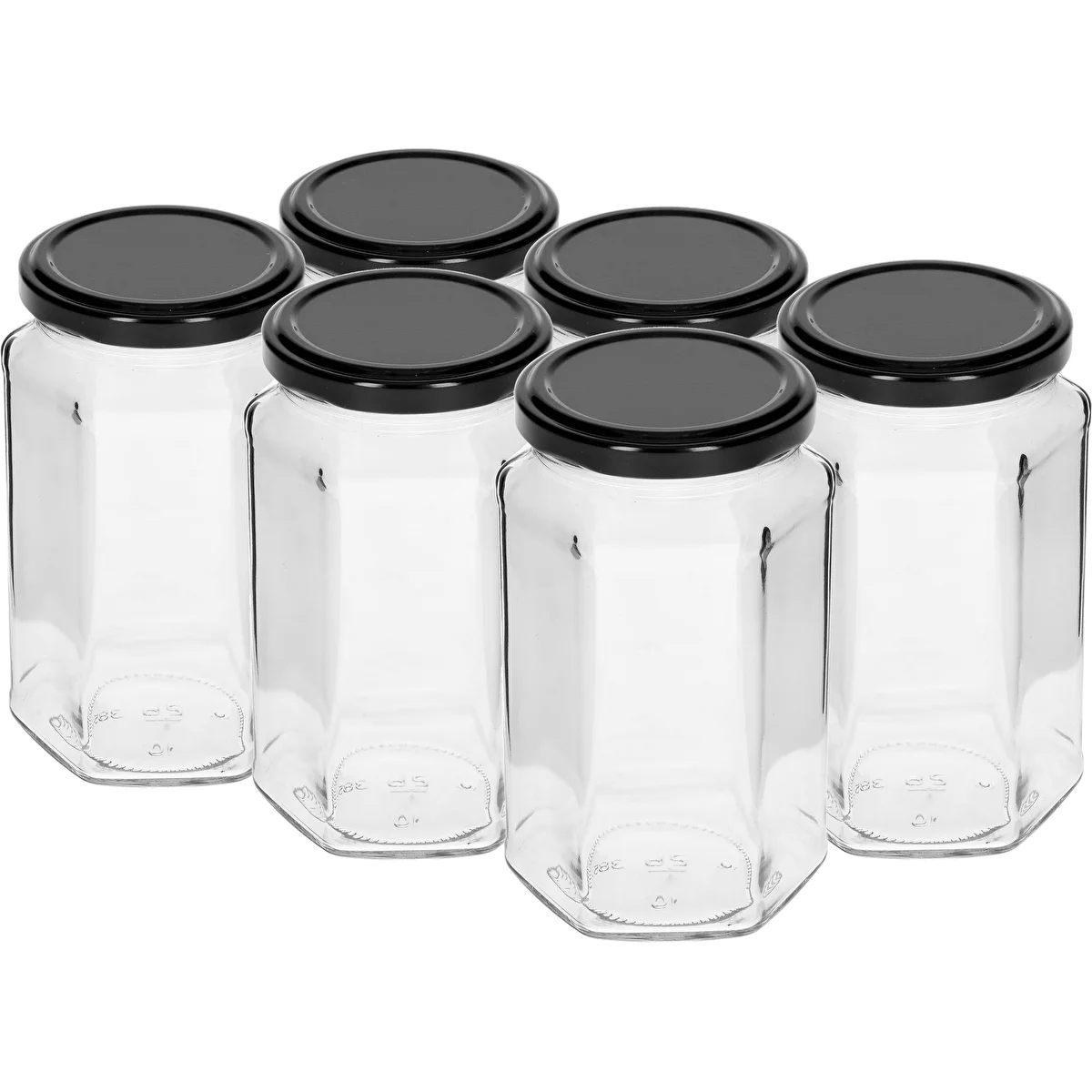 Tarro de 385ml con tapa negra fi63/4 - 6 unidades.