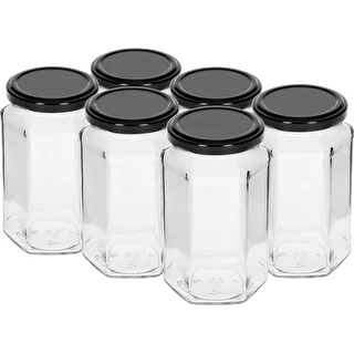 Tarro de 385ml con tapa negra fi63/4 - 6 unidades.