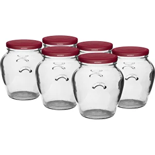 Tarro Ánfora 580ml con tapa burdeos fi82 6uds.