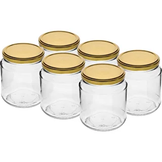 Tarro TO 580ml gordito con tapa dorada fi82/6 -6uds