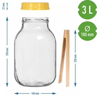 Tarro twist-off 3 L, pinzas y tapa de plástico fi 100, con asa – photo 7