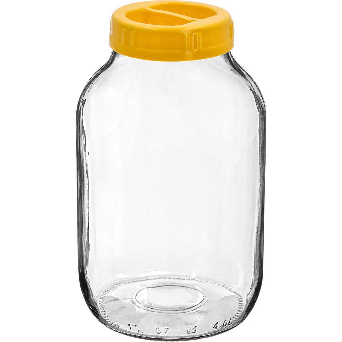 Frasco twist-off 4 L y tapa de plástico fi 100 con asa