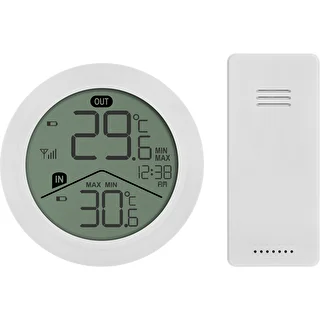 Termómetro electrónico Soens - con sensor exterior, redondo, blanco
