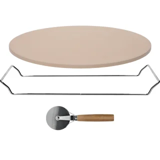 Piedra para pizza con asa y cuchillo, Ø 33 cm – photo 3