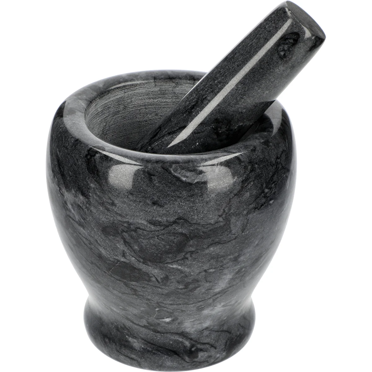 Mortero de cocina de mármol negro - 10 cm