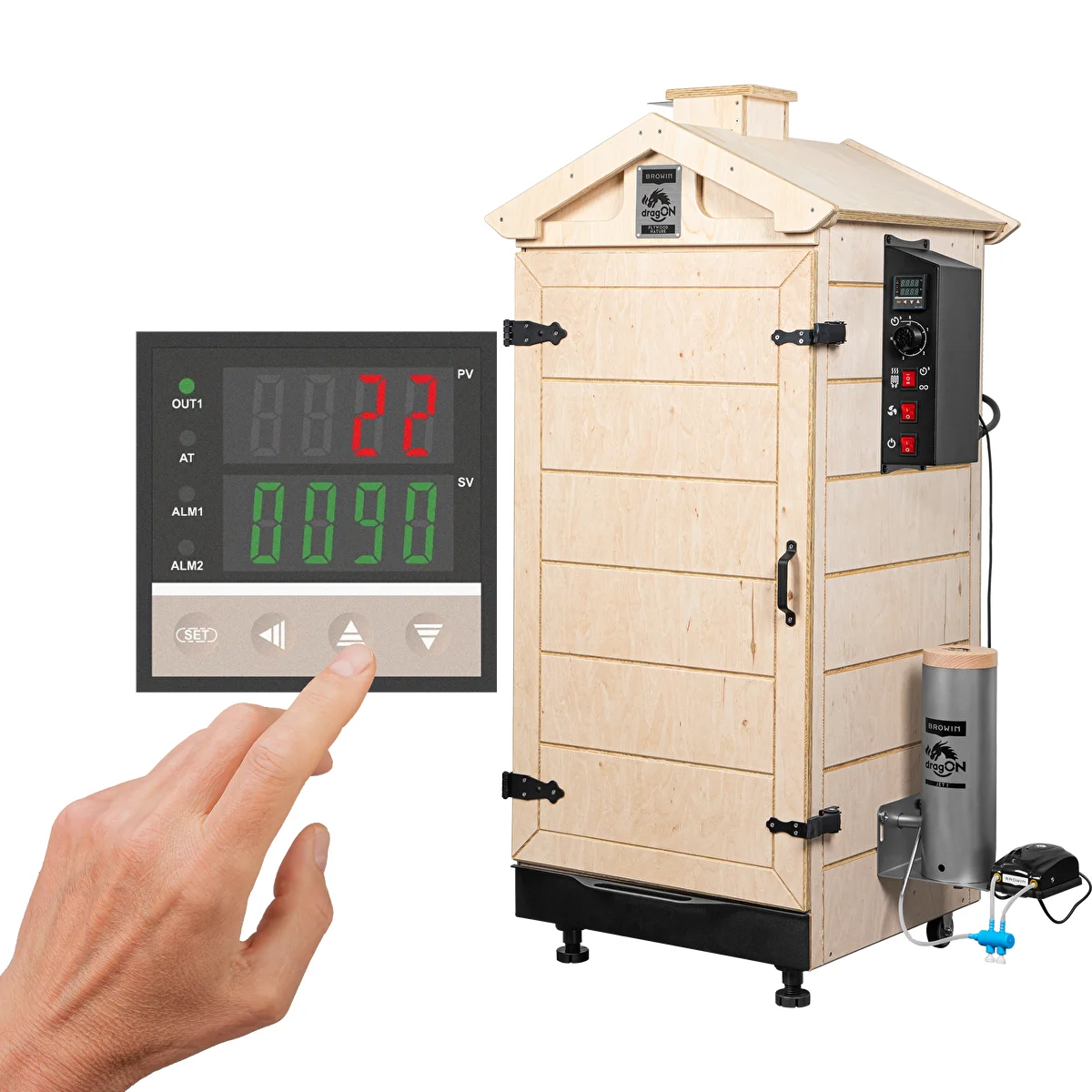 Ahumador sin marco dragON PLYWOOD NATURE con controlador digital, 200L