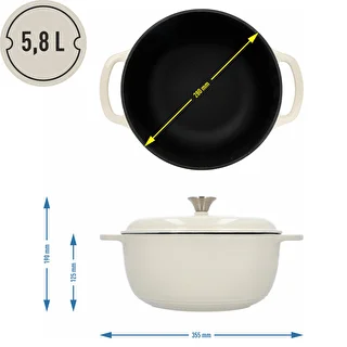 Olla de hierro fundido esmaltada - ecru, 5,8 L – photo 4