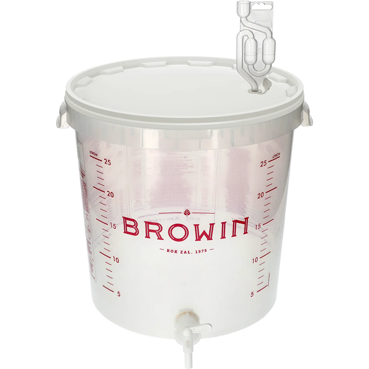 Contenedor de fermentación transp 30L impresión, grifo, 3 tubos
