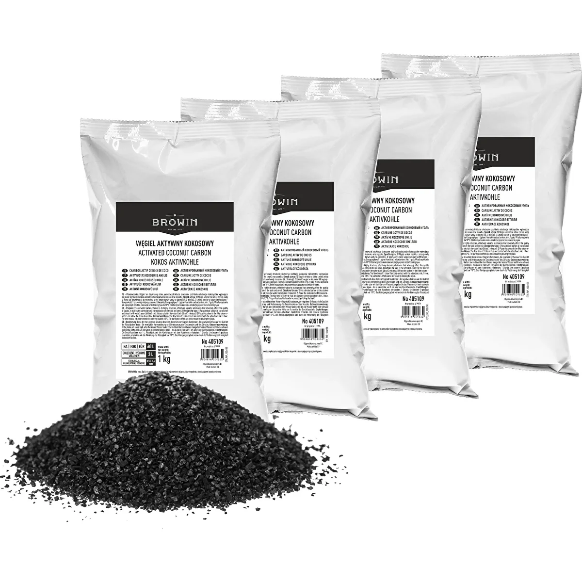 Carbón activado de coco 1 kg x 4 - conjunto