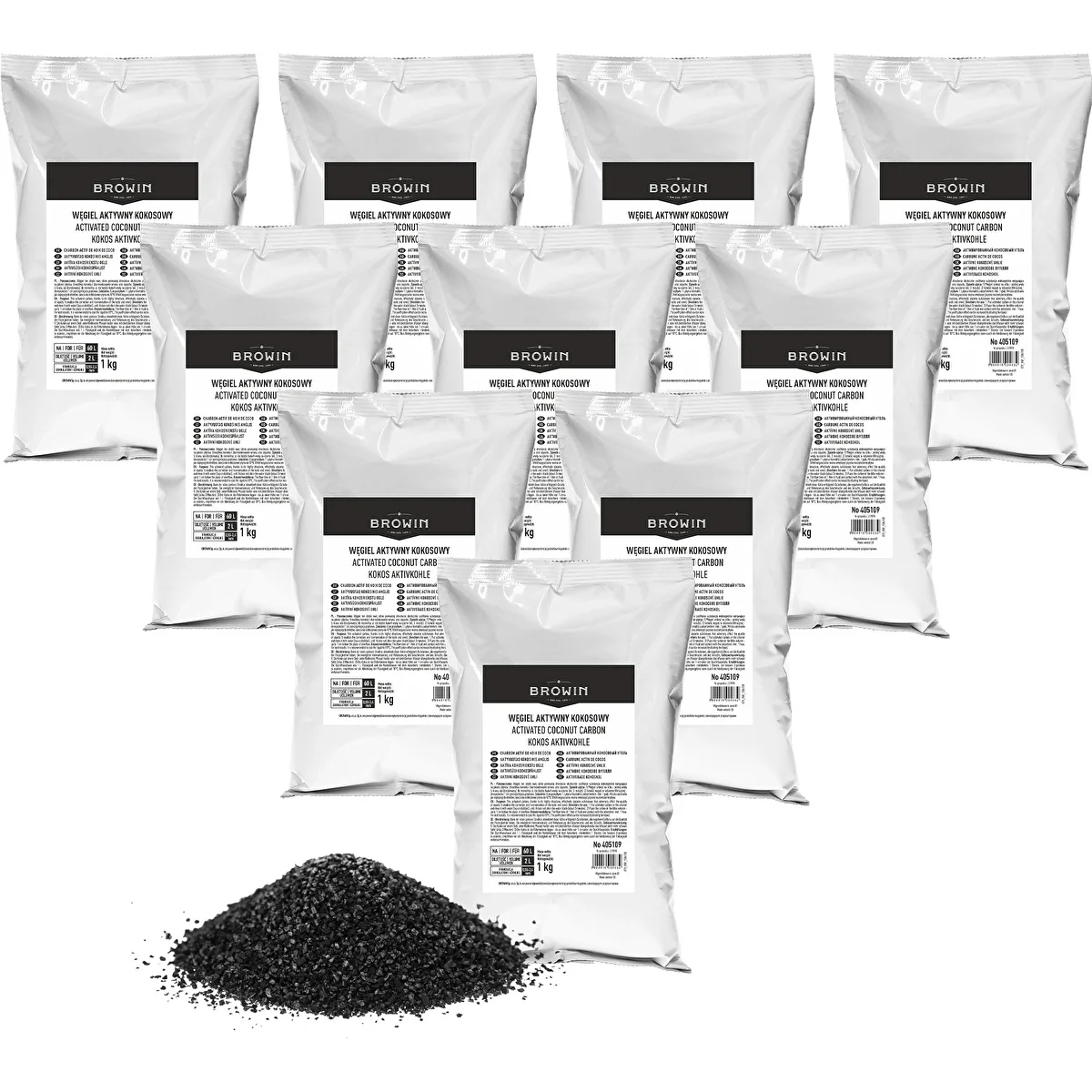 Carbón activado de coco 1 kg x 10 - conjunto