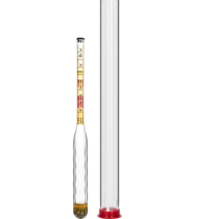 Hidrómetro irrompible con tubo de ensayo, rango de medición 10-50°Blg