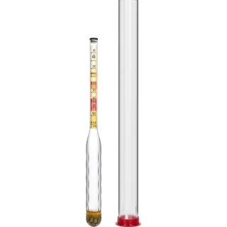 Hidrómetro para hidromiel irrompible con probeta, rango de medición 10-50°Blg