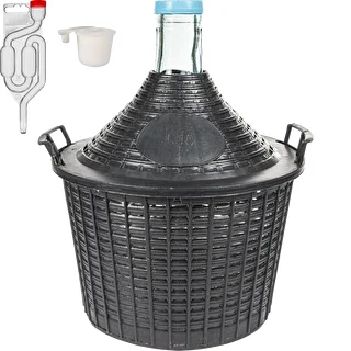 Kit básico de vinificación: damajuana de vidrio 10 L en cesta de plástico, con tapón y tubo de fermentación