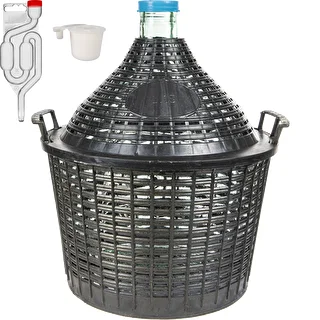Kit básico de vinificación: damajuana de vidrio 15 L en cesta de plástico, con tapón y válvula de fermentación