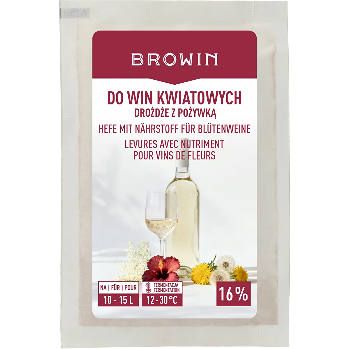 Levadura enológica con nutriente - para vinos de flores, para 10-15 L