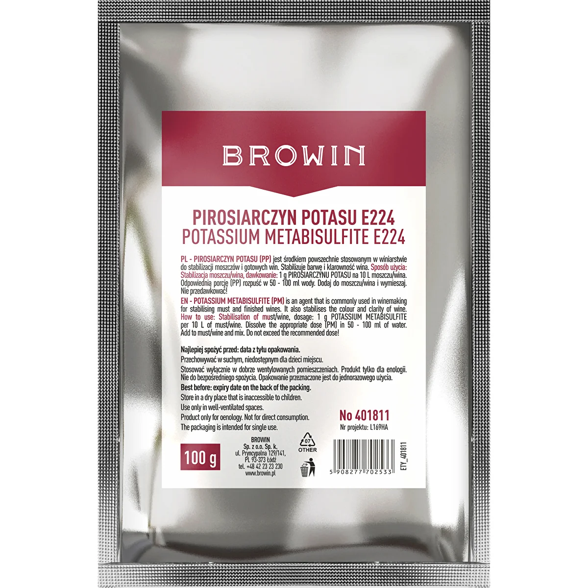 Metabisulfito de potasio 100 g