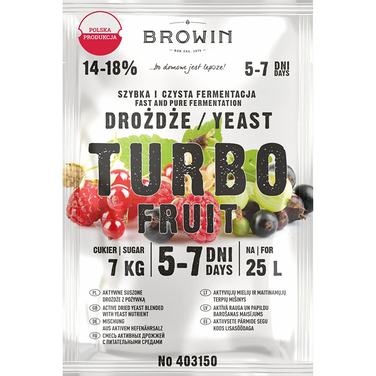 Levadura para vino Turbo Fruit 5-7 días
