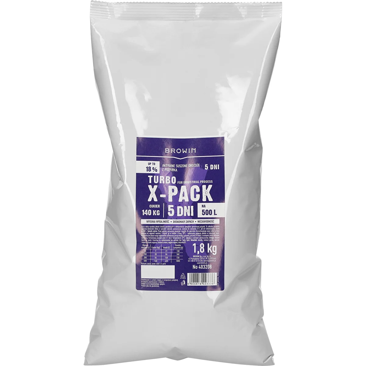 Levadura Turbo X-Pack - 500 L - 1,8 kg