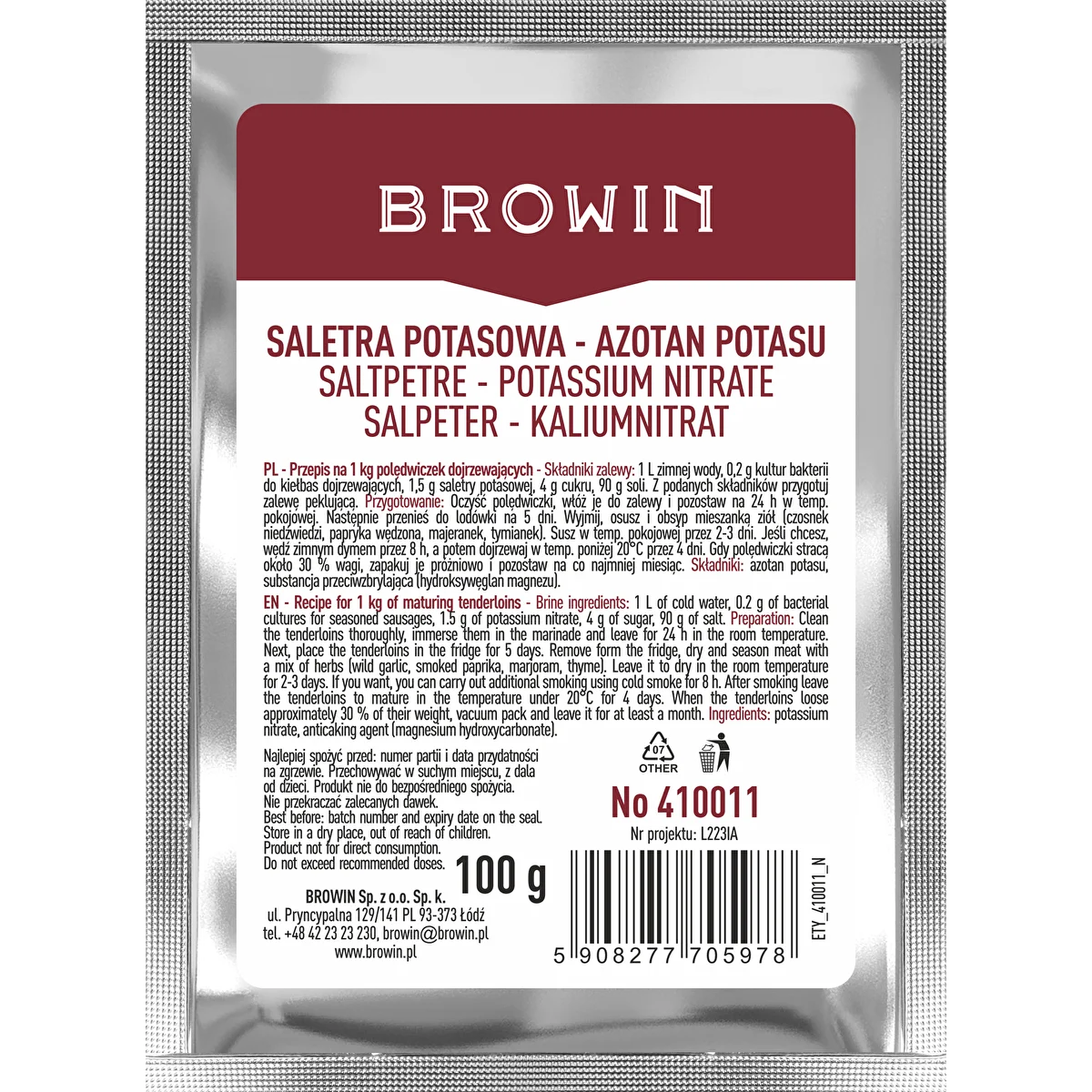 Nitrato de potasio para curar carnes 100g