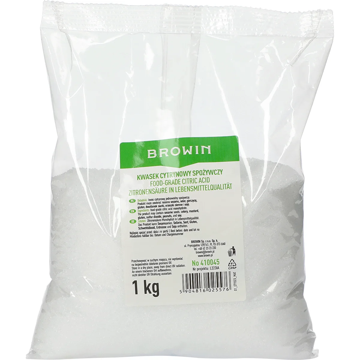 Ácido cítrico alimentario, 1kg
