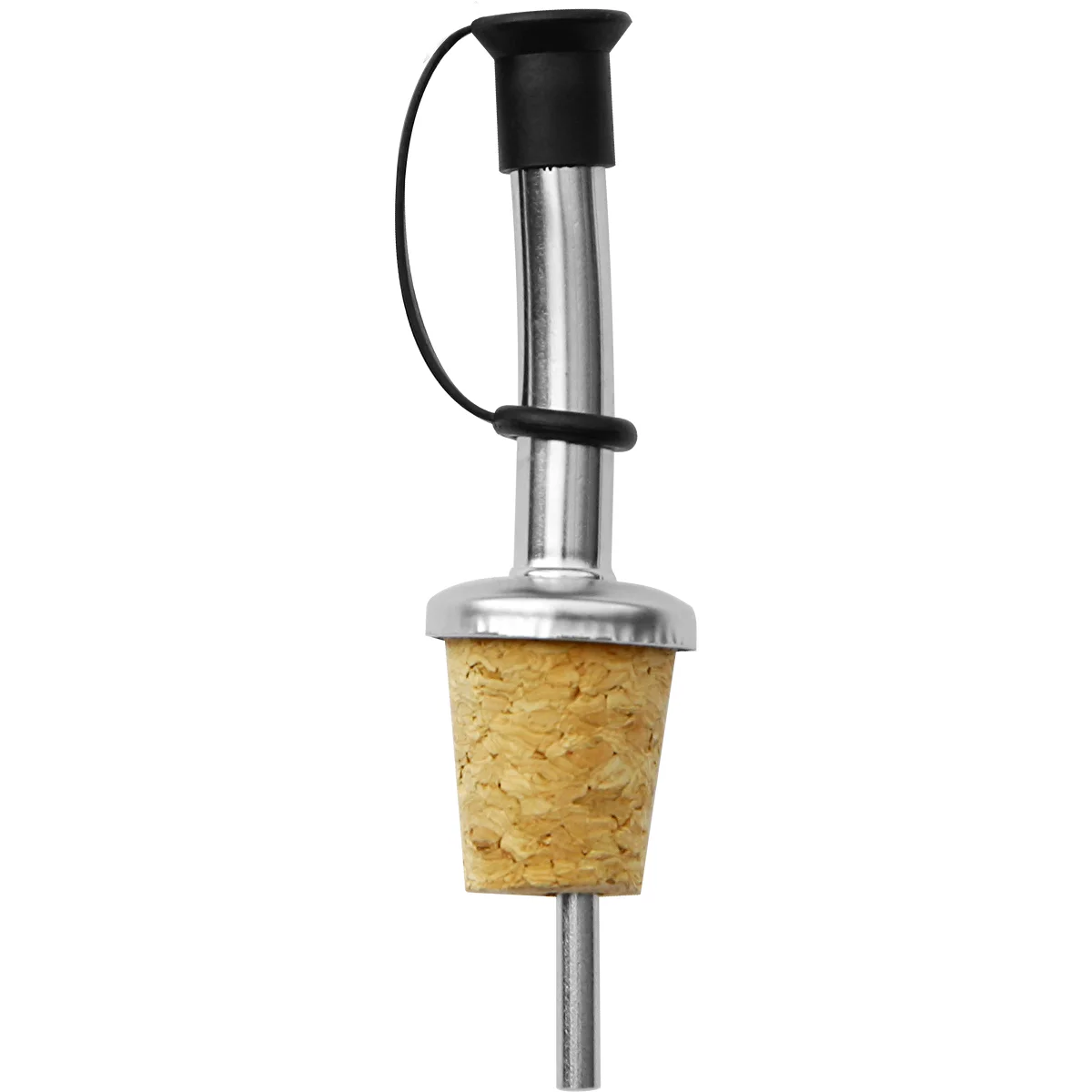 Vertedor de metal para vino con tapón