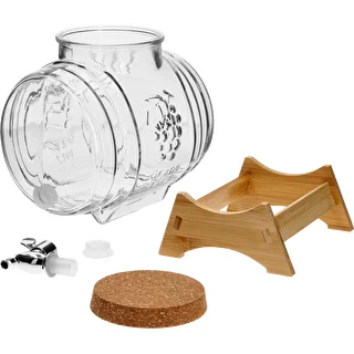Barril de vidrio de 5 L, con boca ancha, tapón, soporte y grifo – photo 3