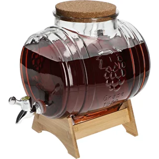 Barril de vidrio de 5 L, con boca ancha, tapón, soporte y grifo – photo 4