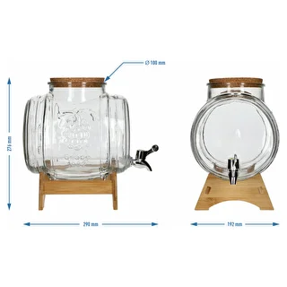Barril de vidrio de 5 L, con boca ancha, tapón, soporte y grifo – photo 7