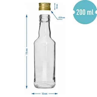 Botella licorera 200 ml, con tapón dorado a rosca Ø 28, 1 ud. – photo 5