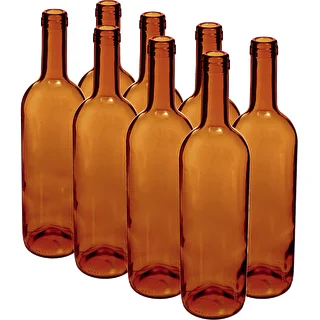 Botella para vino 750ml marrón - paquete de 8 unidades
