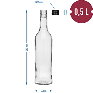 Botella 500ml Esbelta para vodka con tapa negra 6uds – photo 7