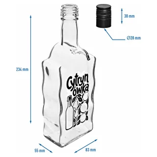Botella Klasztorna 500 ml con tapón de rosca y diseño impreso «Cytrynówka», diseño 1 – photo 5