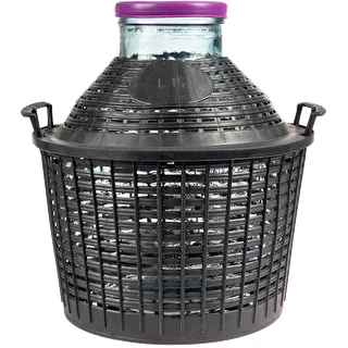 Balón para vino 15L con cuello ancho en cesta de plástico. – photo 1