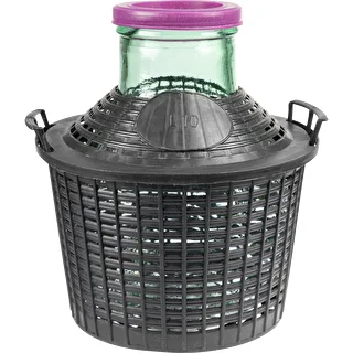 Balón para vino 10L con cuello ancho en cesta de plástico. – photo 1