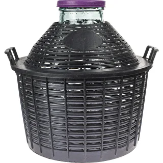 Balón para vino 25L con cuello ancho en cesta de plástico. – photo 1