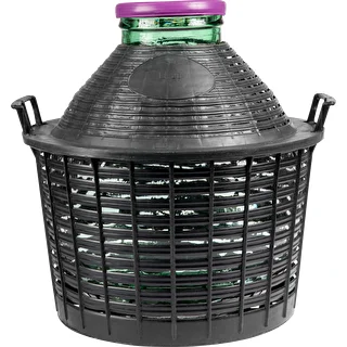 Balón para vino 20L con cuello ancho en cesta de plástico – photo 1