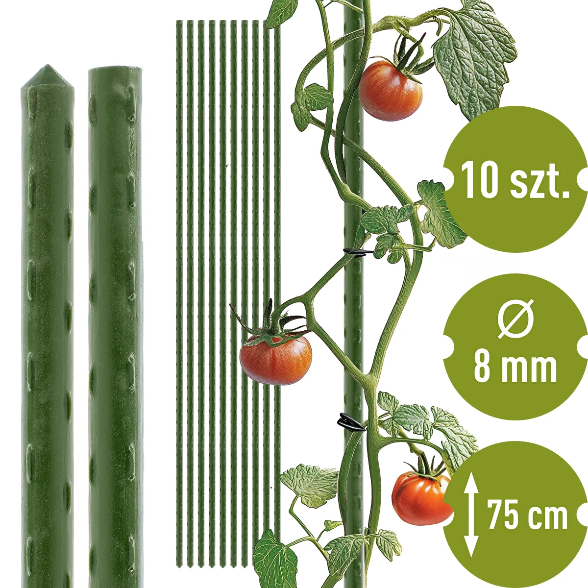 Estaca de acero recubierta de PE 0,75mx8mm (10 uds)