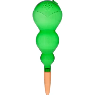 Bola de riego triple (tres cámaras), verde transparente con pie de cerámica, 600ml