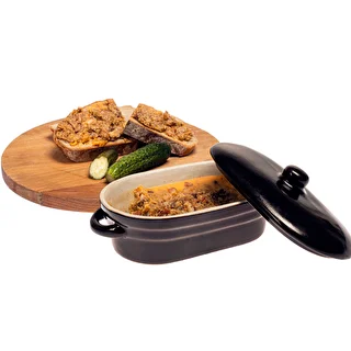 Olla de gres para manteca, alargada con tapa 0,75L – photo 3