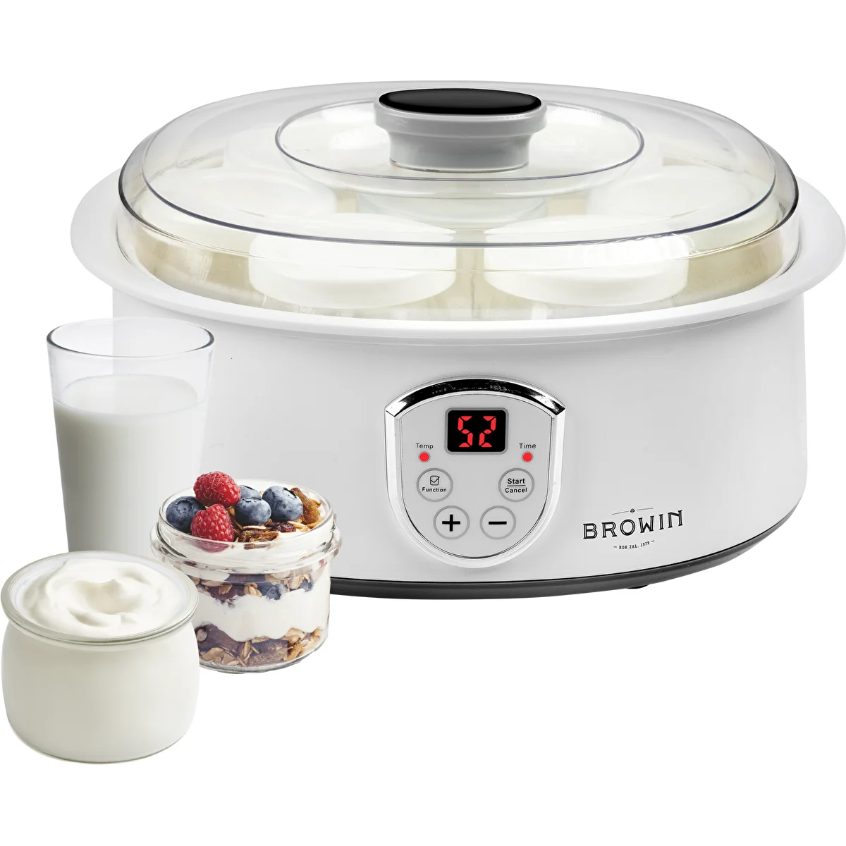 Yogurtera con termostato y frascos, 1,3l, 20W