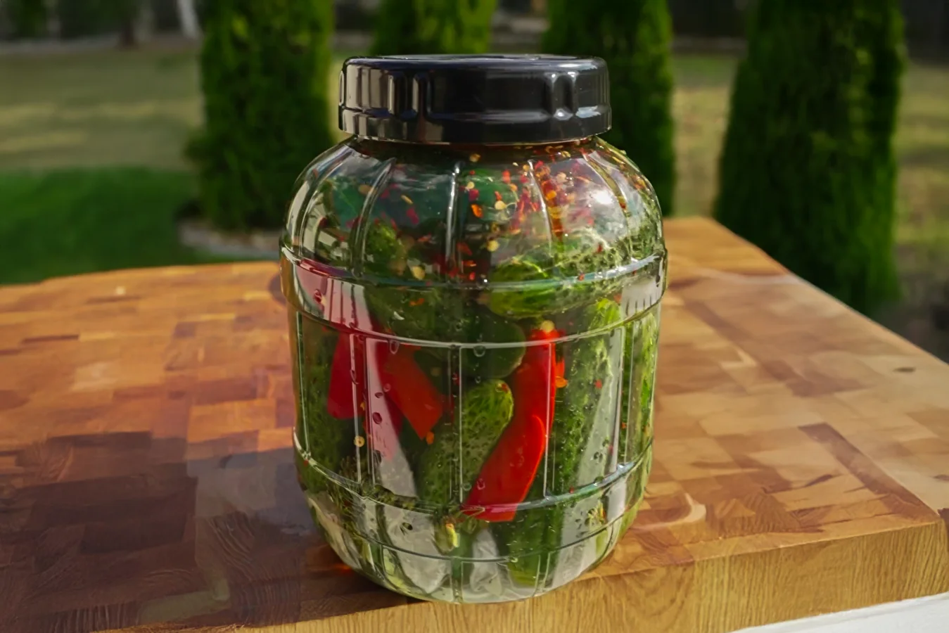 Pepinos fermentados con chile