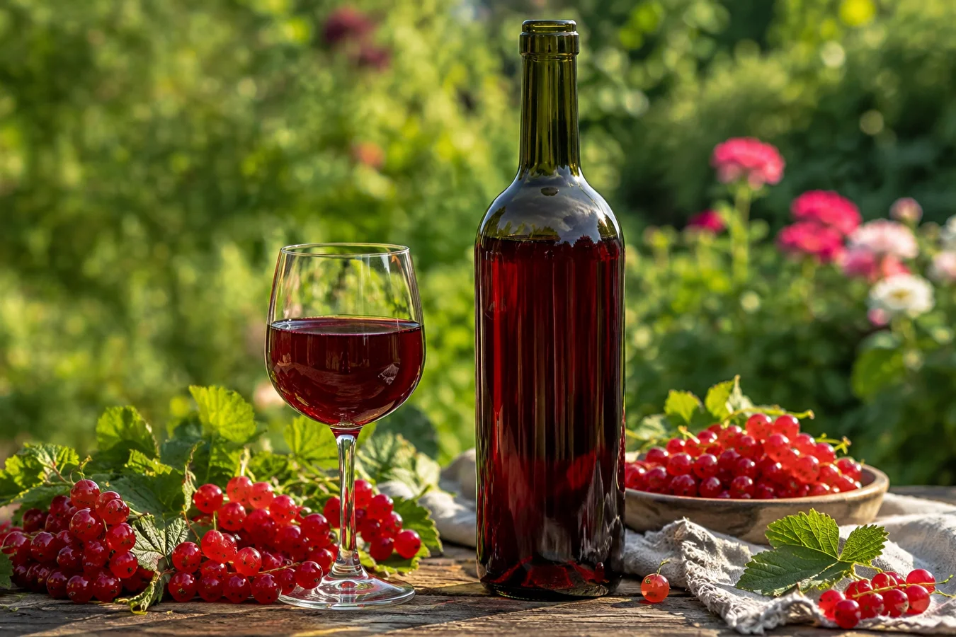 Vino casero de grosellas rojas